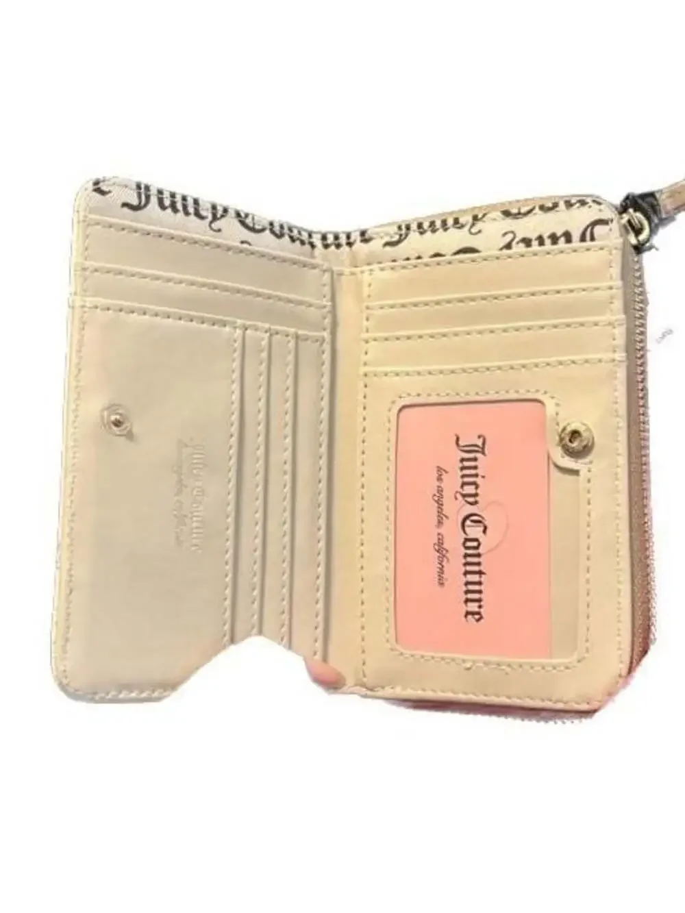 Juicy Couture Love Never Dies Bifold Wallet in Pecan/White with Logo Heart